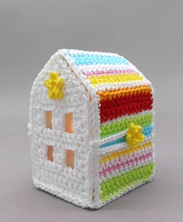 Haus Geschenkbox & LED-Teelichthalter - einfach aus Wollresten - Häkeln