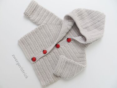 Häkelanleitung für Babyjäckchen mit oder ohne Kapuze (4 Größen 0-9 Mon.)