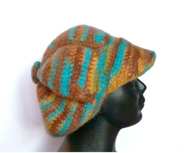 Crochet Felted Newsboy Cap