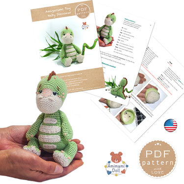 Dinosaur Amigurumi Crochet Pattern, Cute Dino Tyrannosaurus T Rex