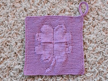 Strickanleitung kleines Spültuch "Glücksklee" - ganz einfach