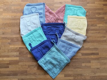 Knitting Pattern ALL 12 Zodiac Signs - Dishcloth / Washcloth