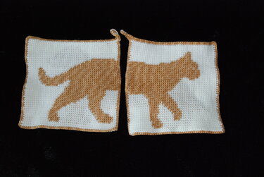 Tutorial doubleface potholders „Cat and Dog“ - Crochet