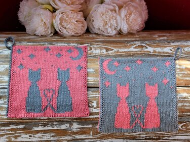 Double knitting pattern cloth "Love Cats"
