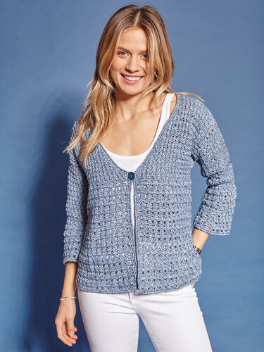 Häkelanleitung: Schlichter Cardigan in Jeansblau