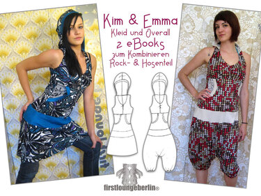 Kim & Emma Kleid & Overall Kombi Jerseykleid Jumper Damenkleid Kapuzenkleid