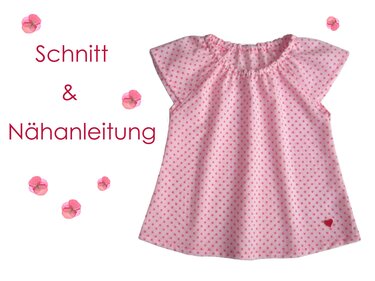 Schnitt und Anleitung Carmen-Bluse für Mädchen Größe 68-140 - Nähen