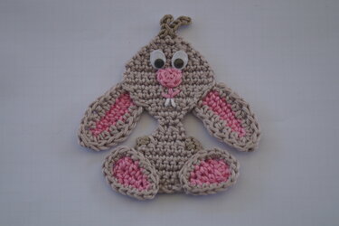 Applikation - Hase häkeln - Aufnäher - Hoppel -