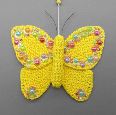 Butterfly decor ornament- simple made from scraps of yarn - Crochet
