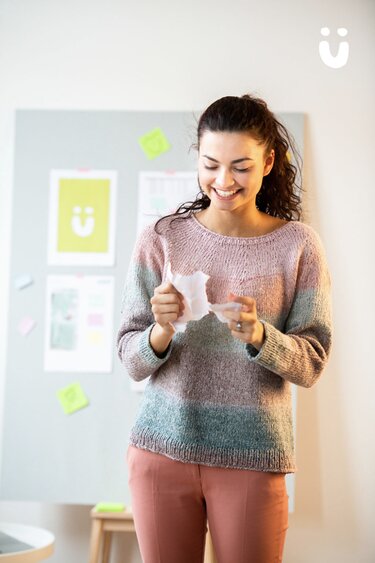 Anleitung Pastelliger Pulli mit Rundpasse für Damen - Stricken