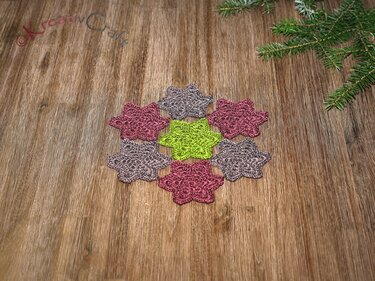 table runner with star motif – crochet pattern – many variants possible