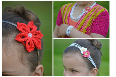 - SUMMER DREAM - Schmuck häkeln, Haarband, Wickelarmband, Sommerblüte (passend für die Kreisjacke)