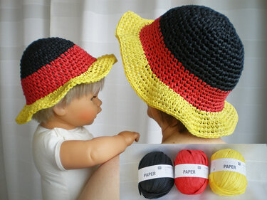 Sonnenhut - alle Größen - 35 bis 65 - EM, WM, Deutschland, Sommerhut, Hut, Rico Design Creative Paper, Pdf-Anleitung