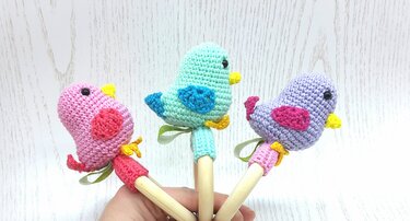 Vogelrassel PDF - Häkelanleitung Babyrassel Download, Amigurumi Tiere