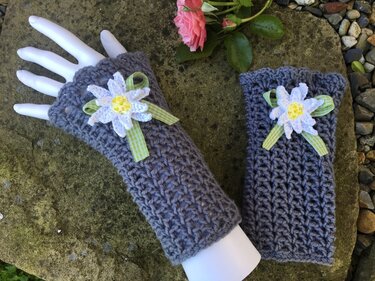 Häkel-Anleitung Pulswärmer / Stulpen "Edelweiss" - Häkeln