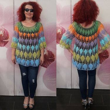 Häkelanleitung Pullover Blätter Größe 36 bis 48 - Bild 2