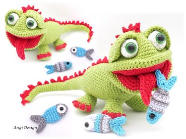 Häkelanleitung Fridolin der grüne Drachengecko