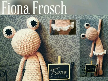 Häkelanleitung großer Frosch Fiona Ballerina Schlenkertier rosa 40 cm