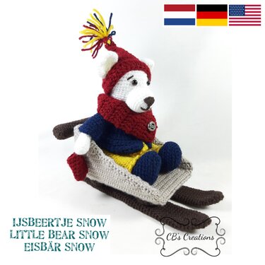 Little Bear Snow and his Sledge, Amigurumi Crochet Pattern
