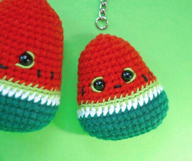 Kawaii Watermelon Amigurumi Key Chains Pattern Set - Crochet