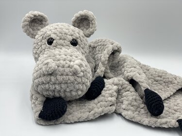 Häkelanleitung - Schnuffeltuch / Schmusetuch Hippo / Nilpferd