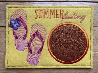 Stickdatei Badeschlappen Mugrug Tassenteppich Sommer - Sticken