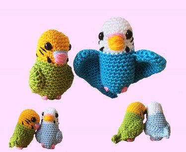Small budgies (sitting & flying) - Crochet