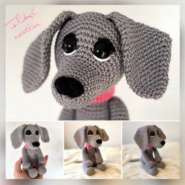 Häkelanleitung Hund Bina Weimaraner, deutsch, Amigurumi