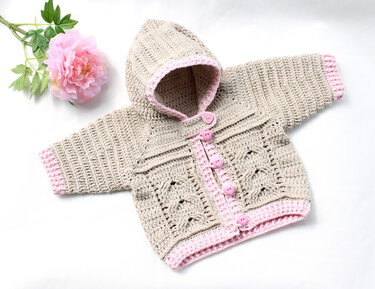 Baby and children's jacket with cable braid pattern (sizes: 0 m. - 5 y.) - Crochet