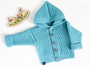 Jacke für Babys/Kinder "Rick", Gr. 50-128 (vertikal gehäkelt, stricklook) - Häkeln