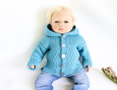 Jacke für Babys/Kinder "Rick", Gr. 50-128 (vertikal gehäkelt, stricklook) - Bild 4