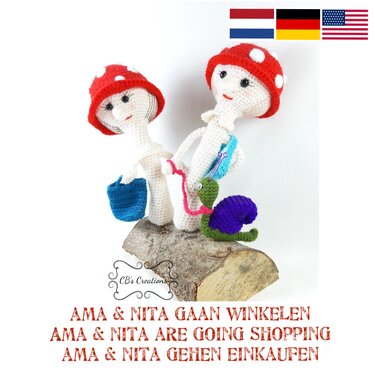 Ama and Nita are going shopping, Amigurumi Crochet Pattern