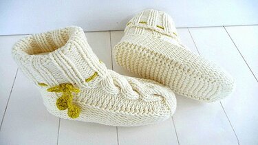 Strickanleitung  - Hausschuhe stricken - ZOPF-Hausschuhe - No.72