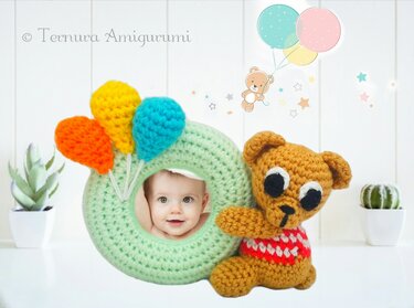 Crochet pattern Bear photo frame PDF Ternura Amigurumi English- Deutch- Dutch
