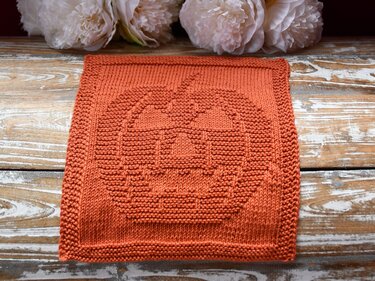 Knitting pattern washcloth / dishcloth "Pumpkin"  - easy