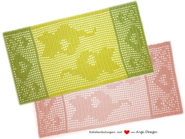 Häkelanleitung Tischläufer Katzenherzen