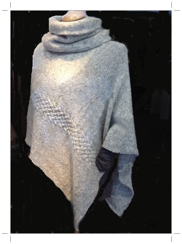 Poncho mit kleinem Zopfmuster incl. Loop, Strickanleitung
