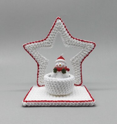 Star tealight holder in 2 versions - easy made from scraps of yarn - Crochet