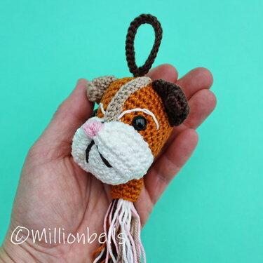 English Bulldog Keychain Crochet Pattern Amigurumi Animal Charm Ornament