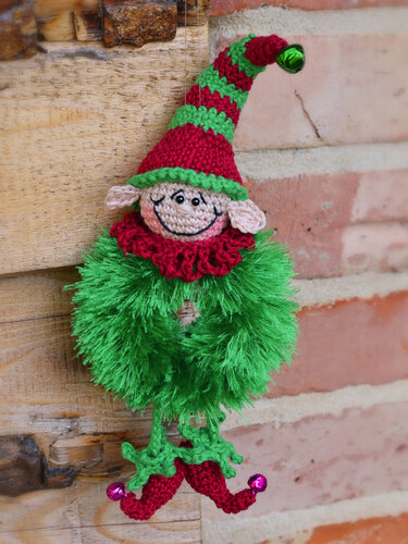 5er komplett Set Serie "die Flauschis" Holzringe Gardinenringe Weihnachten - Häkeln