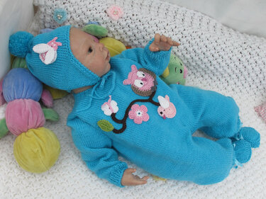 Strickanleitung Modell EULE3 3-Teilig Gr. 50/54 für Reborn und Baby