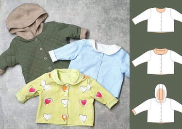 Charly – Babyjacke mit Kapuze, Matrosenkragen, Druckknöpfen Gr. 44-98 A4+A1 - Nähen