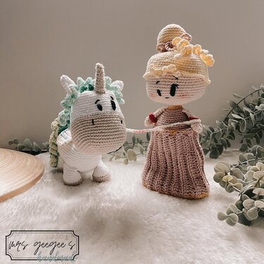 Crochet Pattern - Pink Knightly Princess & Unicorn Rainbow PDF English