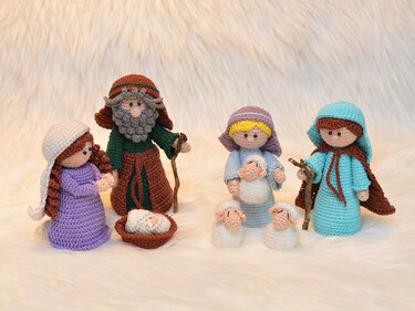 Hirte Schäfer mit Schaf für Weihnachten Krippe - Häkeln