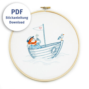 Embroidery Art Tutorial Seaman with Boat