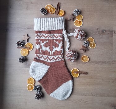 Christmas Stocking DEER - Knitting