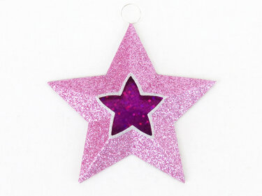 Bastelvorlage: rosa Glitzerstern mit lila Innenstern