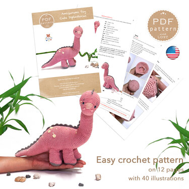 Dinosaur Crochet Pattern, Amigurumi Diplodocus Coka, Dino Brachiosaurus