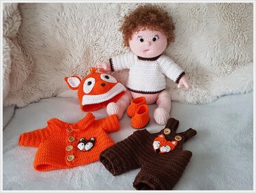 Puppenkleidung für Baby Loui das Füchschen - Häkeln