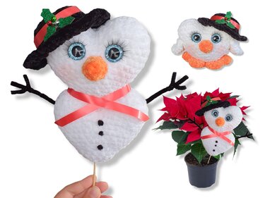 Schneemann Gesteck und Eule - Häkeln